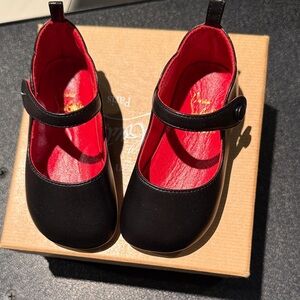 Christian Louboutin Black and Red Kids Dress Shoes